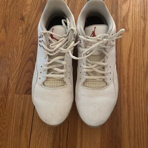 Jordan Men’s White Sneakers with Red Jumpman Accents